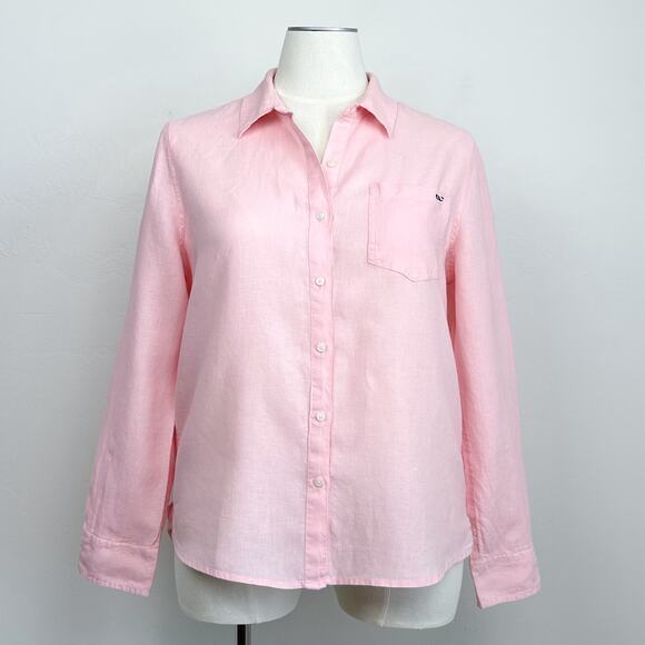 Vineyard Vines Pink Linen Relaxed Button-Up Shirt - Picture 1 of 7